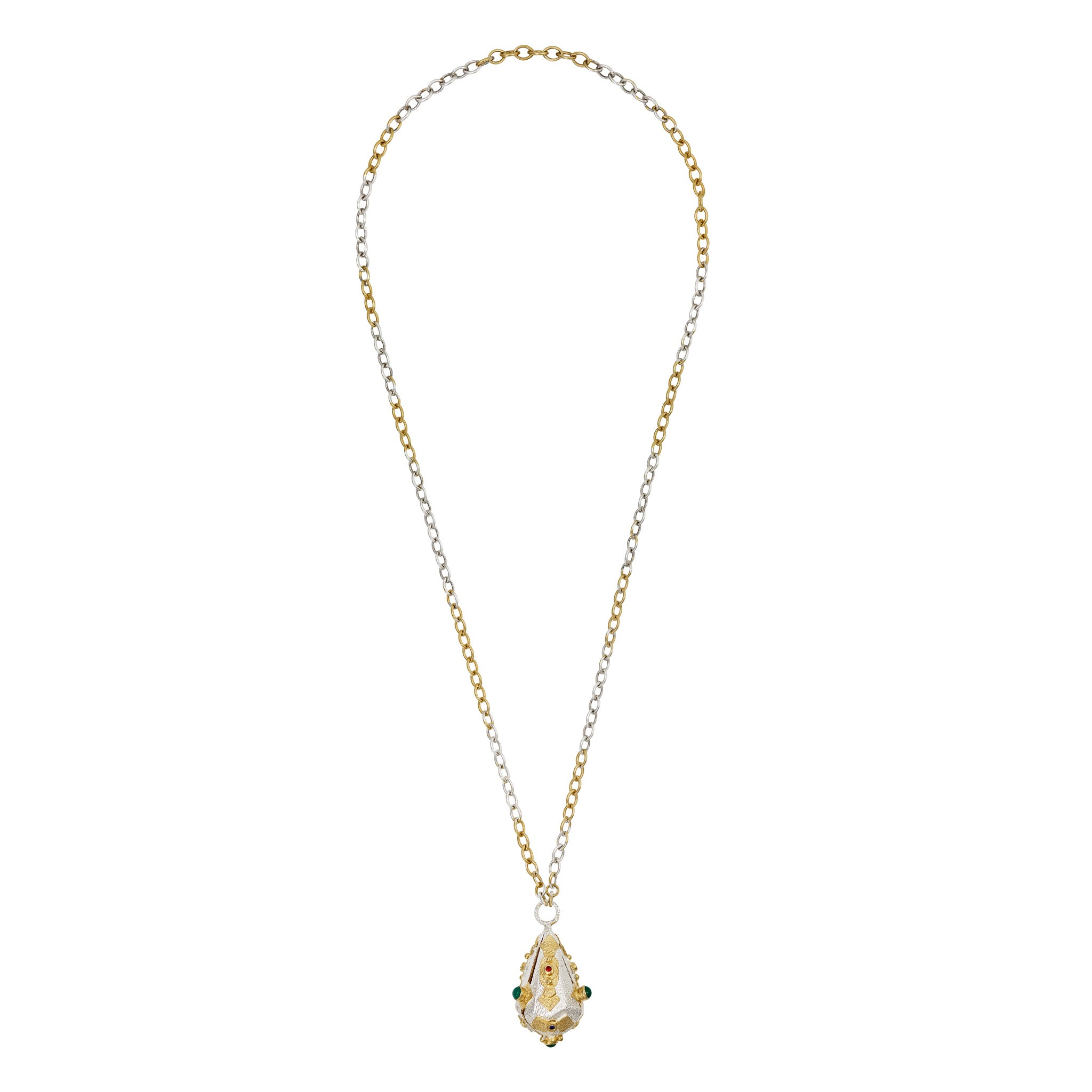 Geo Lantern Silver and Gold Vermeil Necklace